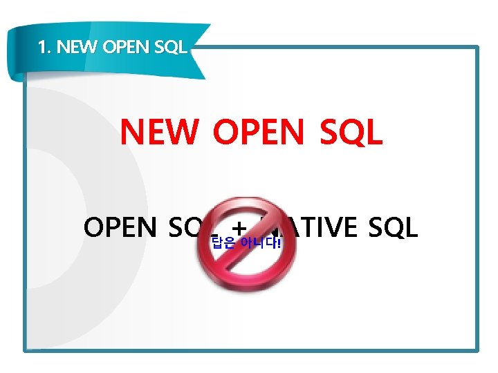 1. NEW OPEN SQL 관련 OPEN SQL답은+아니다! NATIVE SQL 