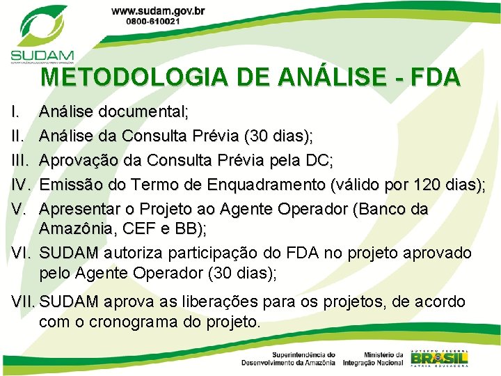 METODOLOGIA DE ANÁLISE - FDA I. III. IV. V. Análise documental; Análise da Consulta