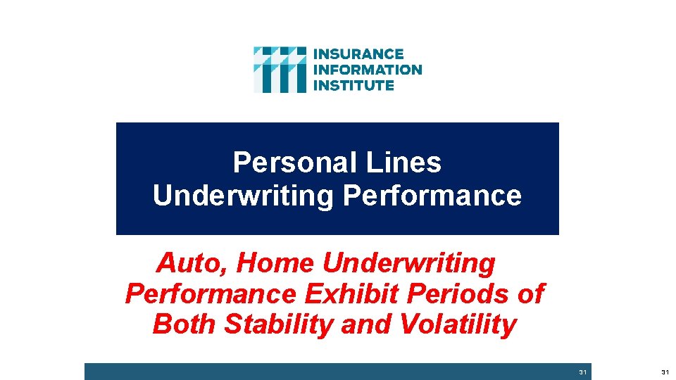 Personal Lines Underwriting Performance Auto, Home Underwriting Performance Exhibit Periods of Both Stability and