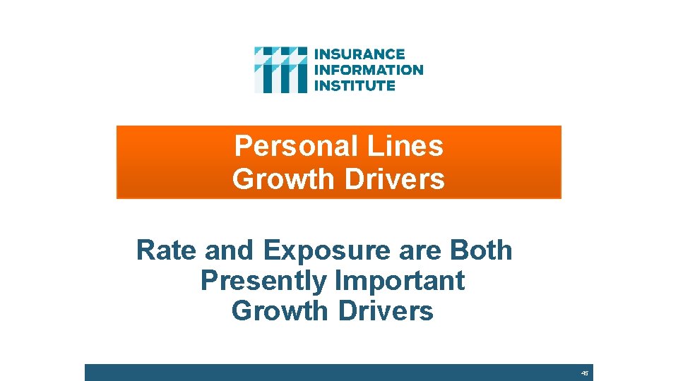 Personal Lines Growth Drivers Rate and Exposure are Both Presently Important Growth Drivers 45