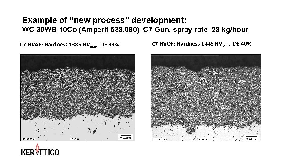 Example of “new process” development: WC-30 WB-10 Co (Amperit 538. 090), C 7 Gun, Example of “new process” development: WC-30 WB-10 Co (Amperit 538. 090), C 7 Gun,