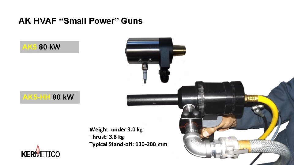 AK HVAF “Small Power” Guns AK 5 80 k. W AK 5 -HH 80 AK HVAF “Small Power” Guns AK 5 80 k. W AK 5 -HH 80