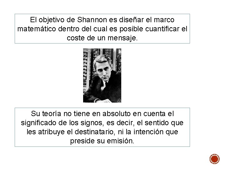 El objetivo de Shannon es diseñar el marco matemático dentro del cual es posible