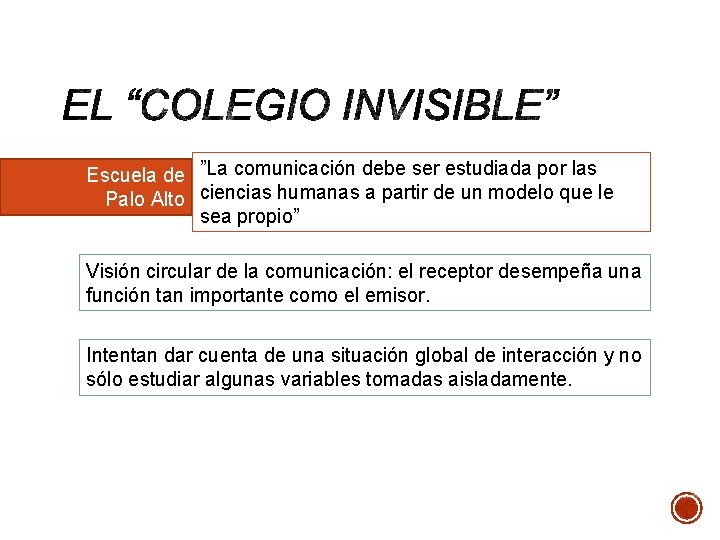 Escuela de ”La comunicación debe ser estudiada por las Palo Alto ciencias humanas a