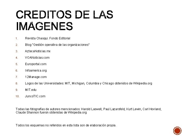 1. Revista Chasqui. Fondo Editorial 2. Blog “Gestión operativa de las organizaciones” 3. Azteca.