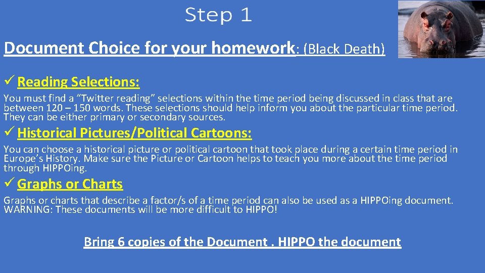 Document Choice for your homework: (Black Death) ü Reading Selections: You must find a