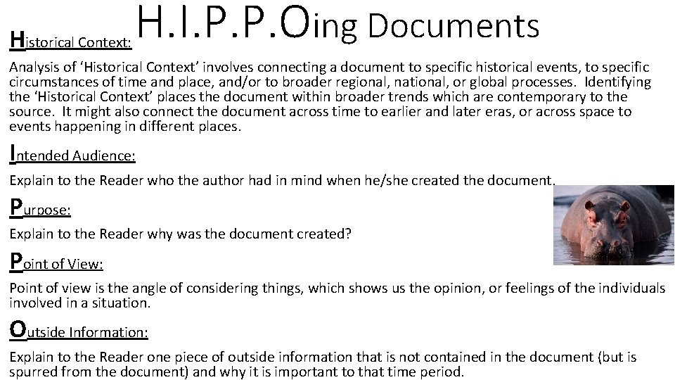 H. I. P. P. Oing Documents Historical Context: Analysis of ‘Historical Context’ involves connecting