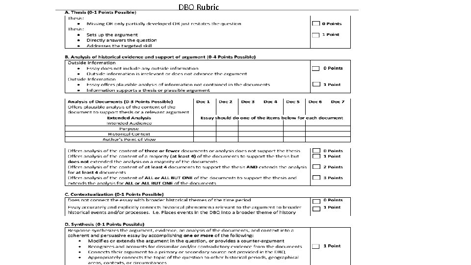 DBQ Rubric 