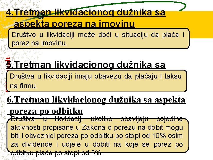 4. Tretman likvidacionog dužnika sa aspekta poreza na imovinu FINconsult Društvo u likvidaciji može