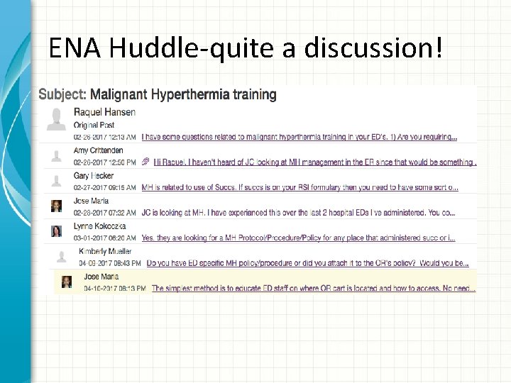 ENA Huddle-quite a discussion! 