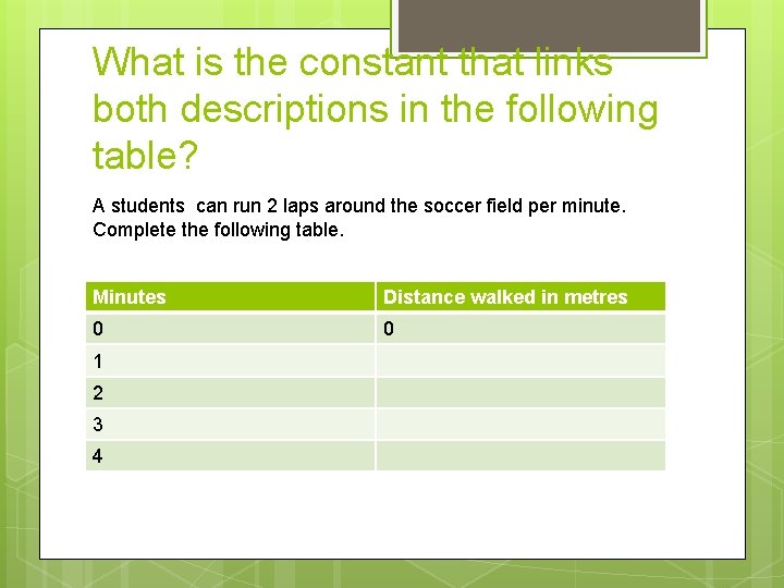 What is the constant that links both descriptions in the following table? A students