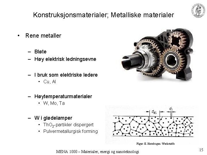 Konstruksjonsmaterialer; Metalliske materialer • Rene metaller – Bløte – Høy elektrisk ledningsevne – I