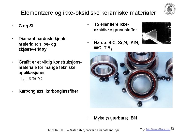 Elementære og ikke-oksidiske keramiske materialer • C og Si • To eller flere ikkeoksidiske