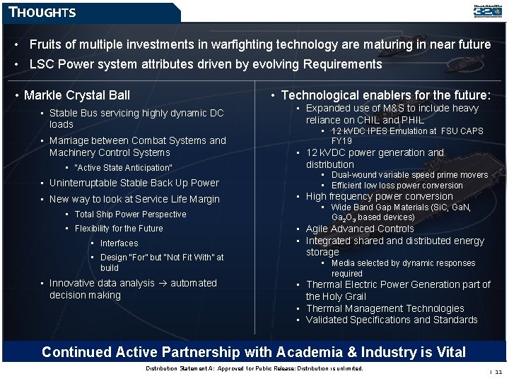 PROGRAM MANAGER THOUGHTS • Fruits of multiple investments in warfighting technology are maturing in