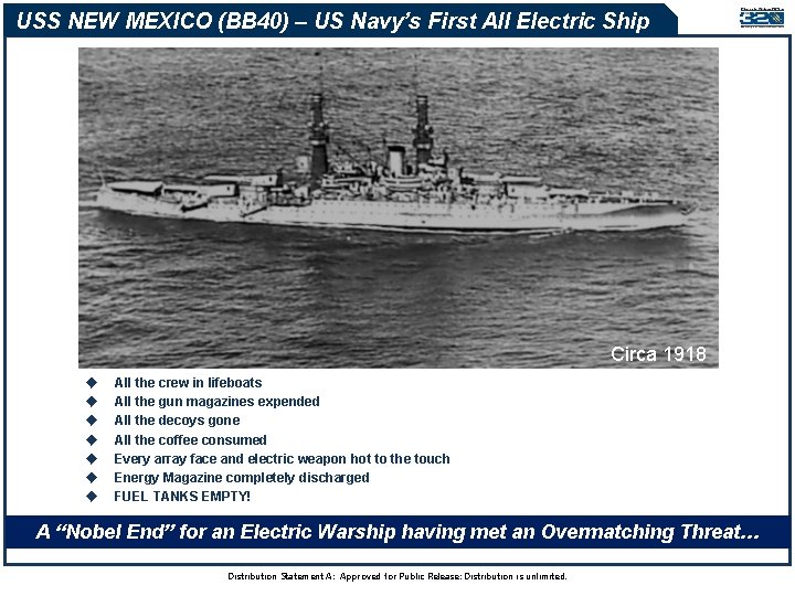 USS NEW MEXICO (BB 40) – US Navy’s First All Electric Ship Circa 1918