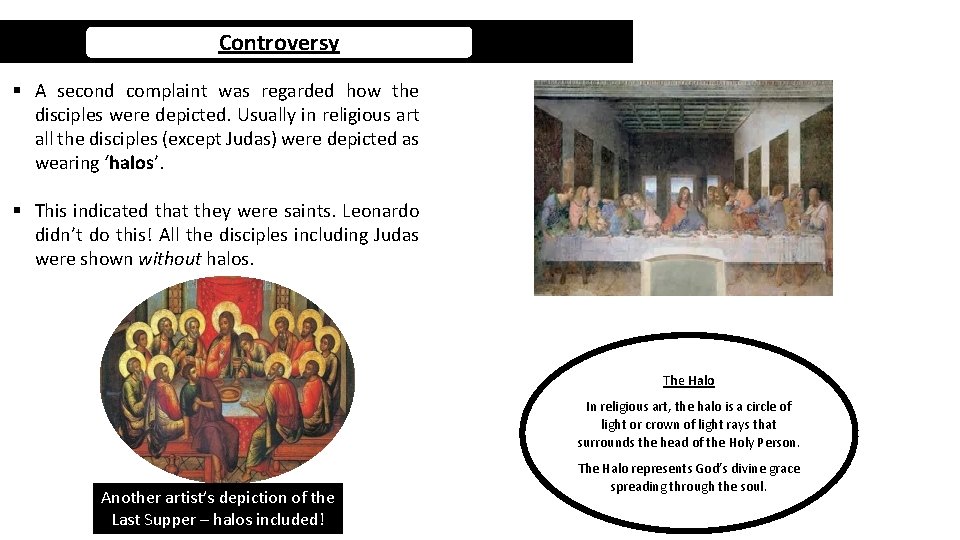 Controversy § A second complaint was regarded how the disciples were depicted. Usually in