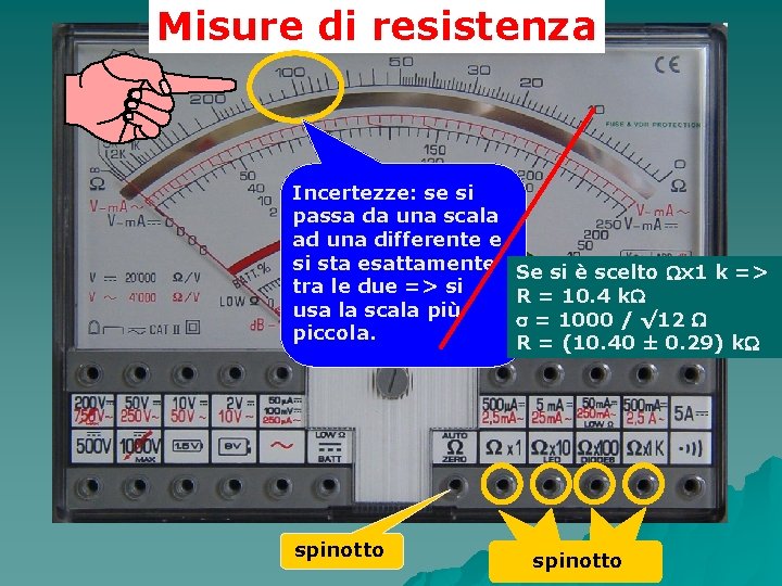 Misure di resistenza Incertezze: se si passa da una scala ad una differente e