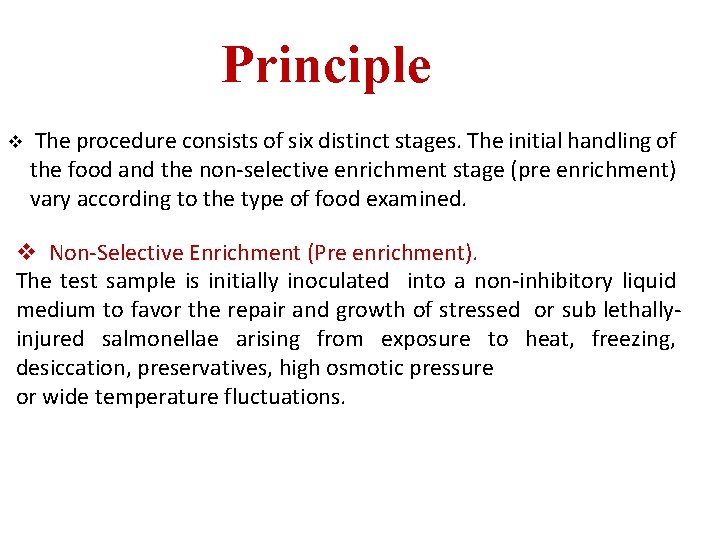 Principle v The procedure consists of six distinct stages. The initial handling of the