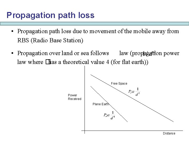 Propagation path loss • Propagation path loss due to movement of the mobile away