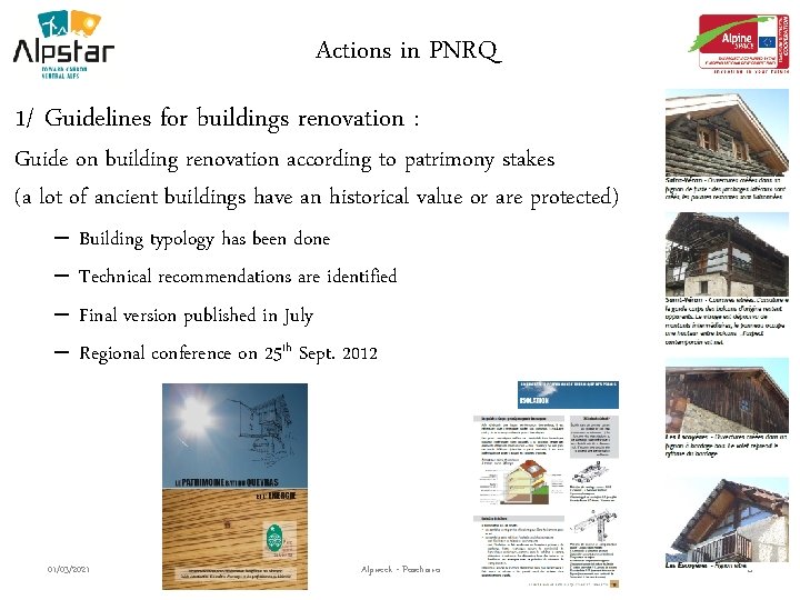 Actions in PNRQ 1/ Guidelines for buildings renovation : Guide on building renovation according