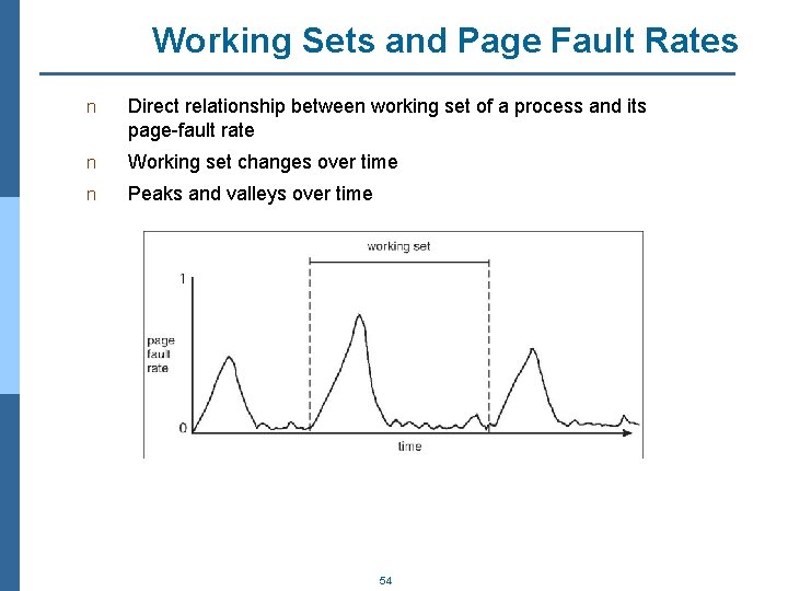 Working Sets and Page Fault Rates n Direct relationship between working set of a