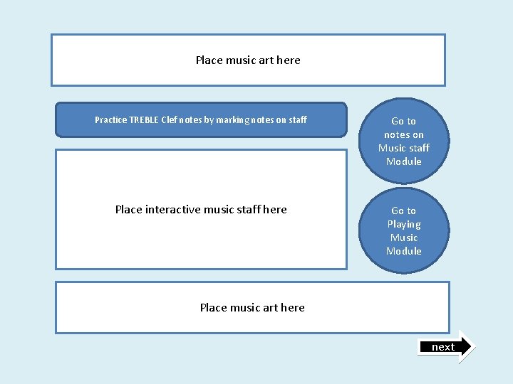 Place music art here Practice TREBLE Clef notes by marking notes on staff Go