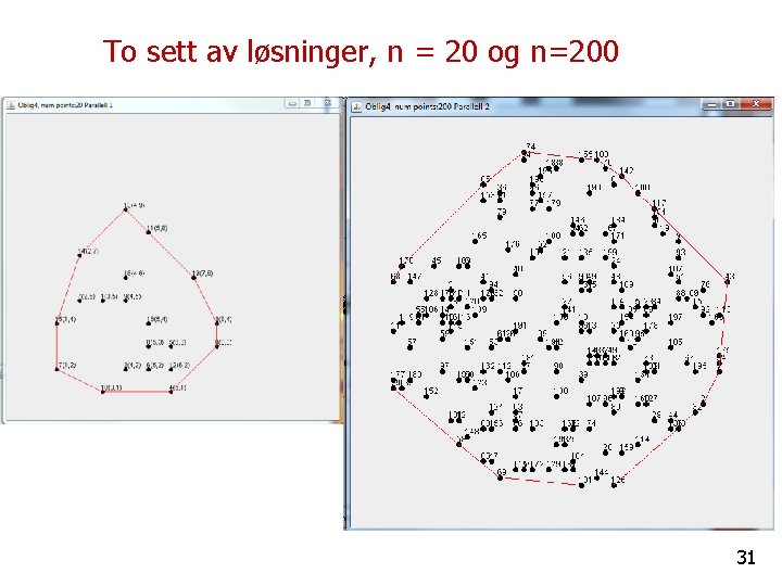 To sett av løsninger, n = 20 og n=200 31 