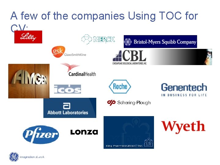 A few of the companies Using TOC for CV: 