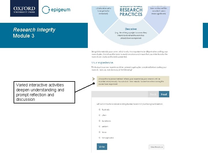 Research Integrity Module 3 Varied interactive activities deepen understanding and prompt reflection and discussion Research Integrity Module 3 Varied interactive activities deepen understanding and prompt reflection and discussion