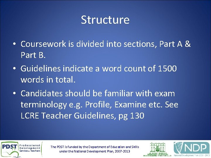 Structure • Coursework is divided into sections, Part A & Part B. • Guidelines