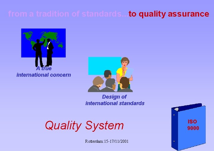 from a tradition of standards. . . to quality assurance A true international concern