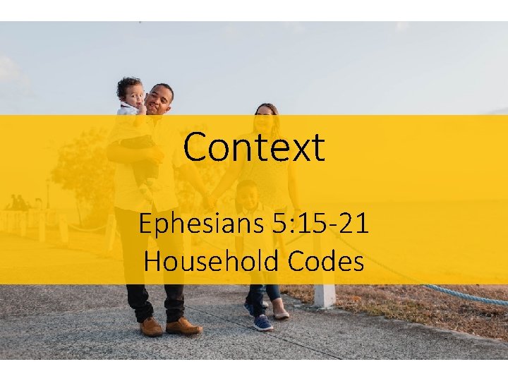 Context Ephesians 5: 15 -21 Household Codes 