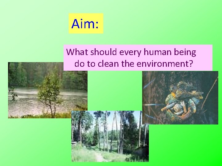 Aim: What should every human being do to clean the environment? 