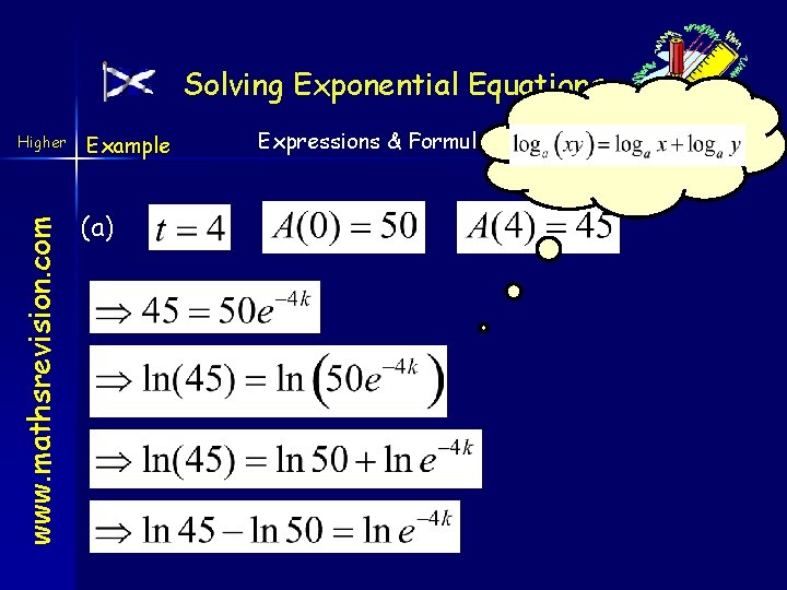 Solving Exponential Equations www. mathsrevision. com Higher Example (a) Expressions & Formulae 