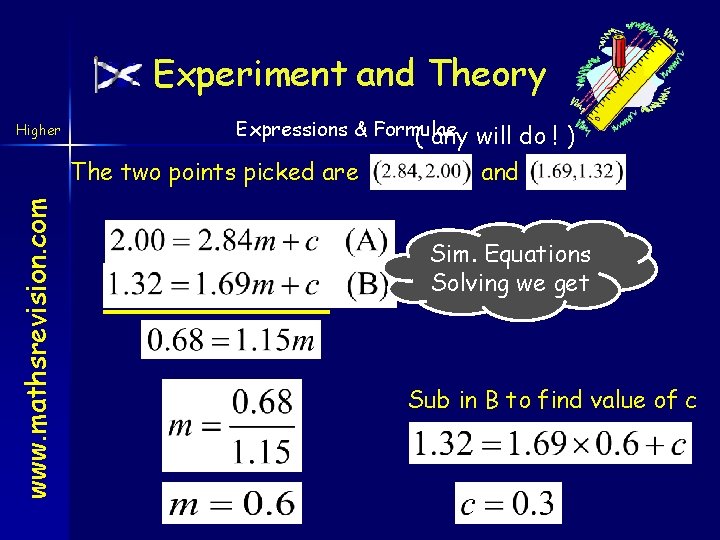 Experiment and Theory Higher Expressions & Formulae ( any www. mathsrevision. com The two