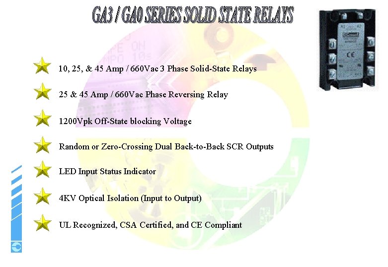 10, 25, & 45 Amp / 660 Vac 3 Phase Solid-State Relays 25 &
