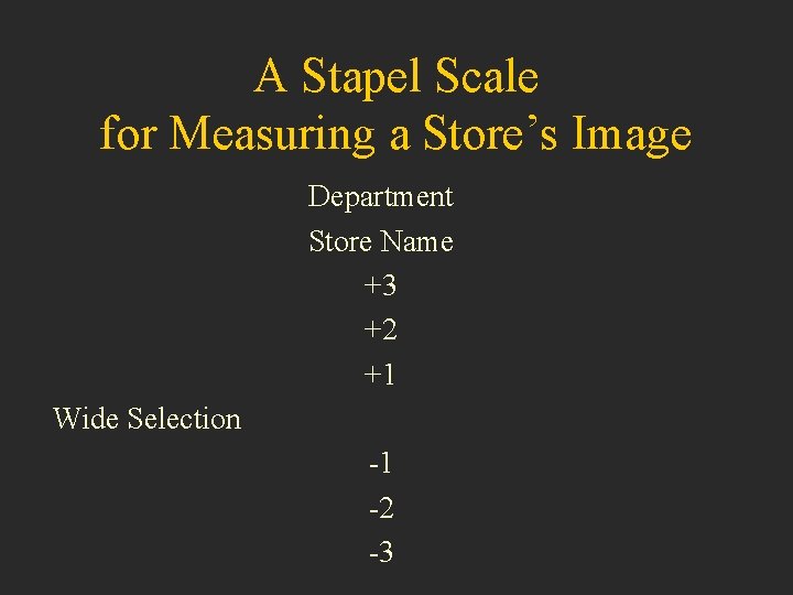 A Stapel Scale for Measuring a Store’s Image Department Store Name +3 +2 +1