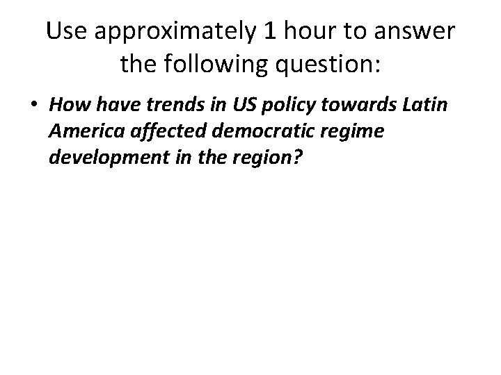 Use approximately 1 hour to answer the following question: • How have trends in