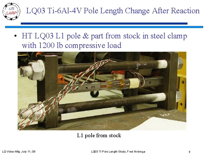 LQ 03 Ti-6 Al-4 V Pole Length Change After Reaction • HT LQ 03