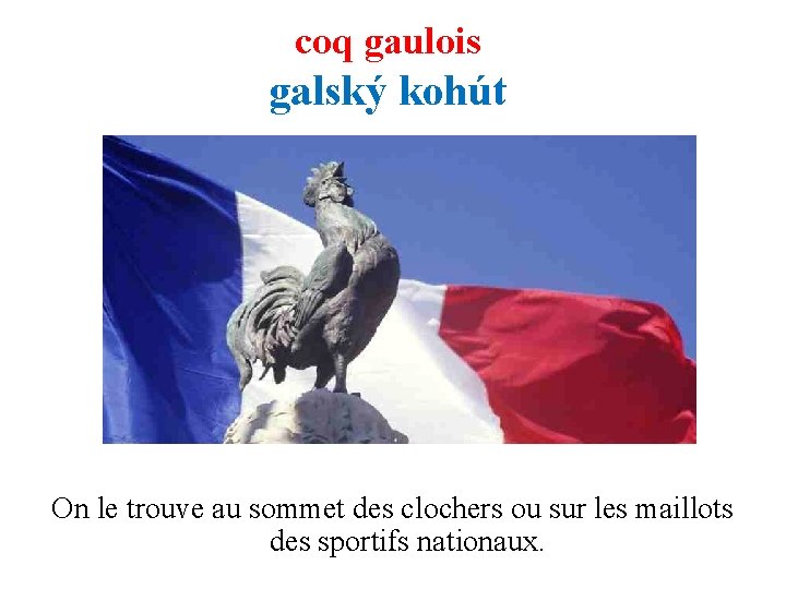 coq gaulois galský kohút On le trouve au sommet des clochers ou sur les coq gaulois galský kohút On le trouve au sommet des clochers ou sur les