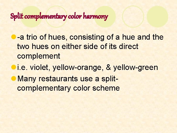 Split complementary color harmony l -a trio of hues, consisting of a hue and