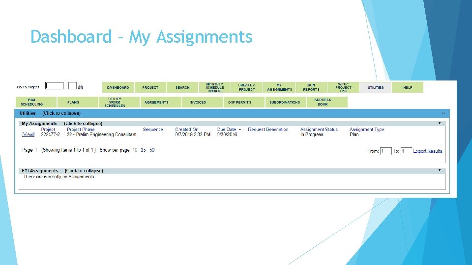 Dashboard – My Assignments 