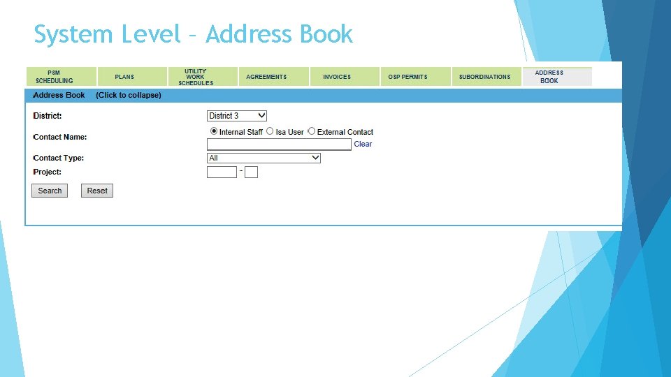 System Level – Address Book 