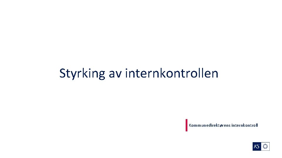 Styrking av internkontrollen Kommunedirektørens internkontroll 