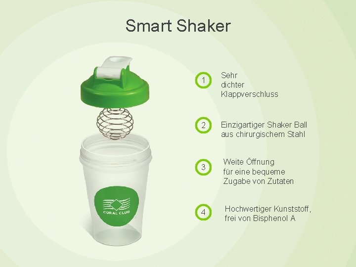 Smart Shaker 1 2 3 4 Sehr dichter Klappverschluss Einzigartiger Shaker Ball aus chirurgischem