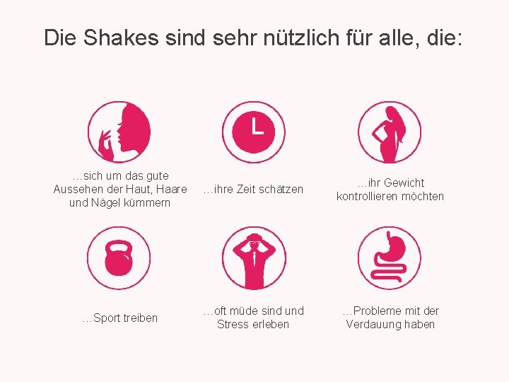 Die Shakes sind sehr nützlich für alle, die: …sich um das gute Aussehen der