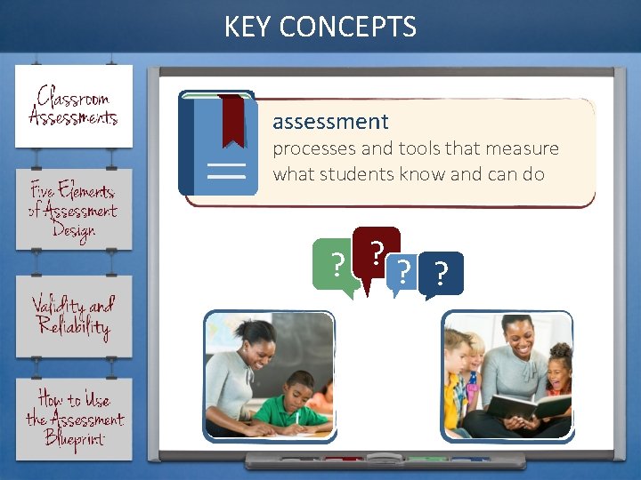 KEY CONCEPTS assessment processes and tools that measure what students know and can do