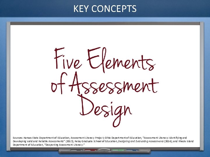 KEY CONCEPTS Sources: Kansas State Department of Education, Assessment Literacy Project; Ohio Department of