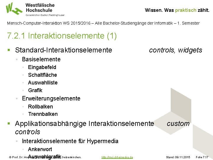 Wissen. Was praktisch zählt. Mensch-Computer-Interaktion WS 2015/2016 – Alle Bachelor-Studiengänge der Informatik – 1.