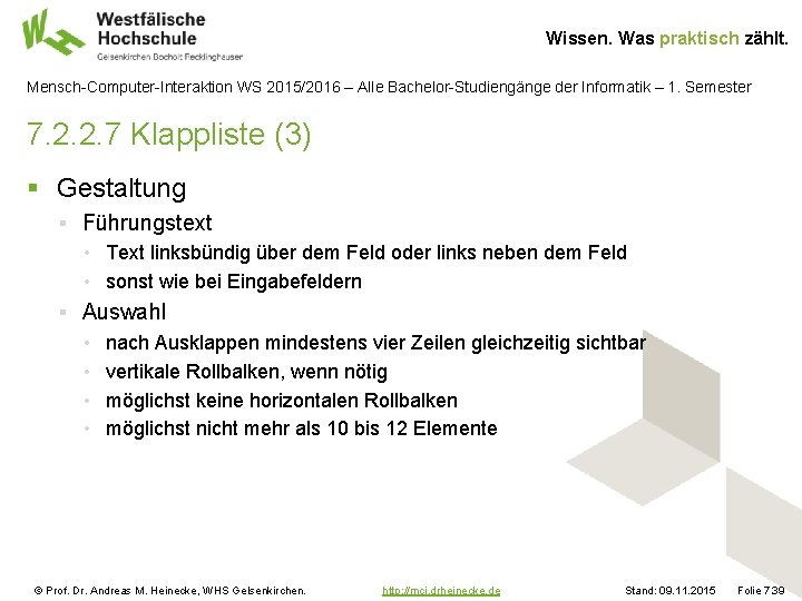 Wissen. Was praktisch zählt. Mensch-Computer-Interaktion WS 2015/2016 – Alle Bachelor-Studiengänge der Informatik – 1.